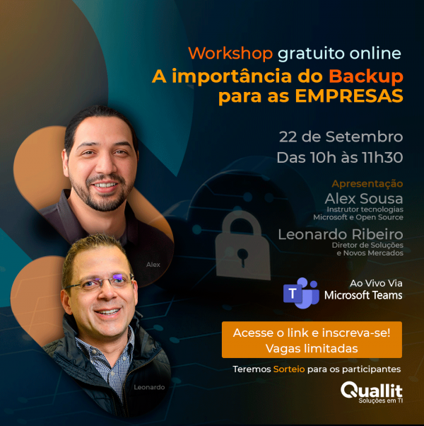 CONVITE WORKSHOP ONLINE QUALLIT - A IMPORTÂNCIA DO BACKUP PARA AS EMPRESAS